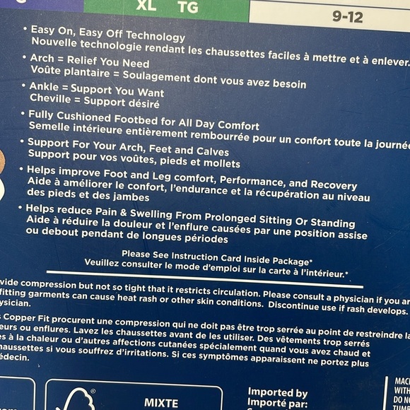 Copper Fit Black Compression Socks 2 Pack - Picture 3 of 4